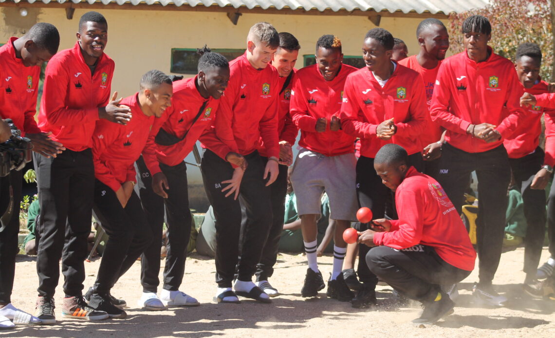 Team Zimbabwe UK dancing to some traditional songs at Chigwedere Primary School